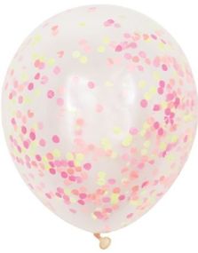 6 stk 30 cm Gjennomsiktige Ballonger med Neonfarget Konfetti