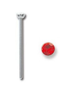 Rett Nesepiercing med Rød Sten