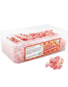 600 stk Sweetshop Fizzy Strawberries - Boks med Sure Vingummijordbær 1,02 kg