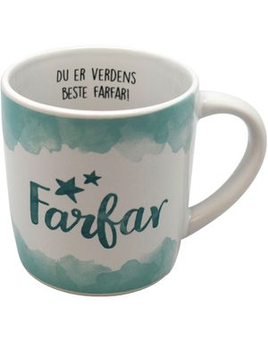 Verdens Beste Farfar - Hvitt og Turkis Krus med Tekst