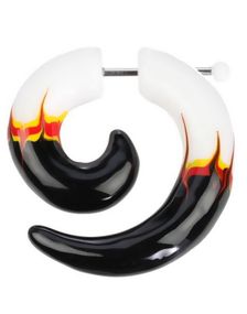 Flaming Fake Piercing - Hvit/Svart 
