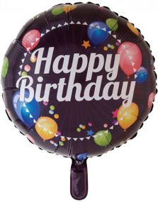 Happy Birthday - Rund Folieballong med Ballongmotiv 46 cm