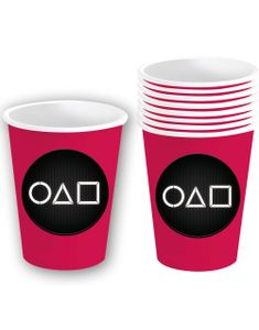 6 stk. Mørk Rosa Squid Game Pappkrus 370 ml