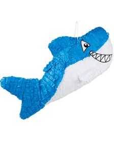 Blå og Hvit Glisende Hai Pinata 60x27x10 cm