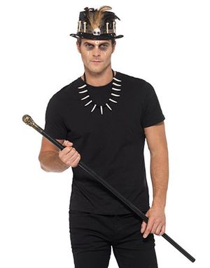 Voodoo Sett med Hatt, Smykke og Stokk