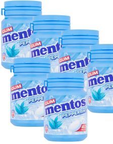 6 stk Mentos Sugarfree Peppermint Gum - Sukkerfri Tyggegummi med Peppermyntesmak - Hel Eske