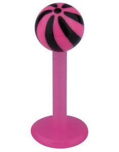 Candy Stripes Labret - Rosa/Svart - Strl 1,2x8x4mm