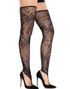 Blonde Netting Lårstrømper uten Fot med Tåhempe – Svart