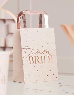 5 stk. Gave/Godteposer "Team Bride" - Blush Hen