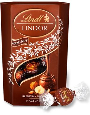 Lindt Lindor Hazelnut - Melkesjokolade og Hasselnøtt Trøfler med Fyll 200 gram