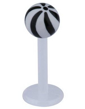Candy Stripes Labret - Hvit/Svart - Strl 1,2x8x4mm