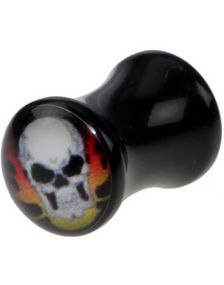 Angry Skull - Svart Piercing Plugg