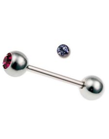 Pen Tungepiercing med Lilla Sten