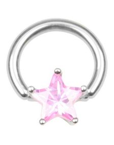 BCR Piercing med Stjerneformet Rosa Sten