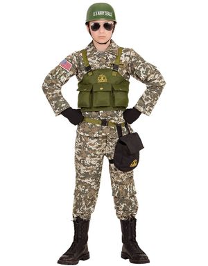 B-VARE! US Navy Seals - Kostyme til Barn med Hjelm - Strl 11-13 ÅR
