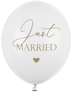6 stk 30 cm Bryllupsballonger "Just Married"
