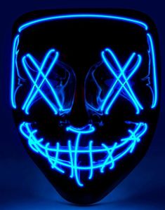 El Wire Purge - Svart Maske med Blått LED-Lys - 3 Lys Innstillinger