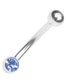 Øyenbrynspiercing med Lys Blå Sten - 1.2 x 8 mm
