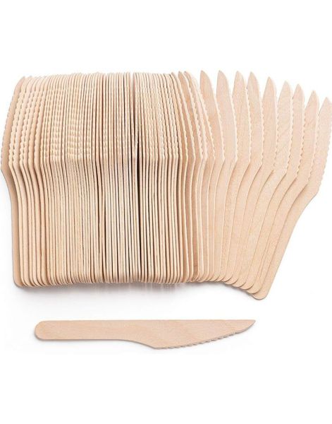 100 stk Miljøvennlige Kniver i Tre 16 cm