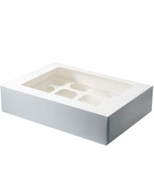 5 Stk Hvite Muffinsbokser - Hver Holder 12 Muffins