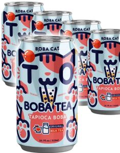 DATOVARE - 24 stk Boba Cat Original Milk Tea - Popping Bubble/Boba Tea - Helt Brett 24x315 ml (Taiwan)