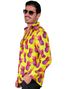 Gul UV Glow Skjorte med Lilla Ananasmotiver til Mann - Small/Medium