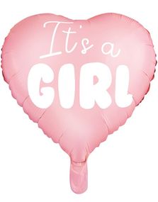 Its a Girl - Rosa Hjerteformet Folieballong 48 cm
