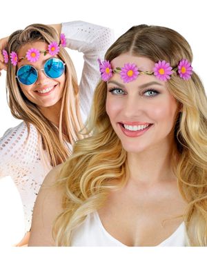 Hodebånd med Blomster - Lilla