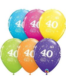 25 stk 40 År Jubileum Fargerike Ballonger 28 cm