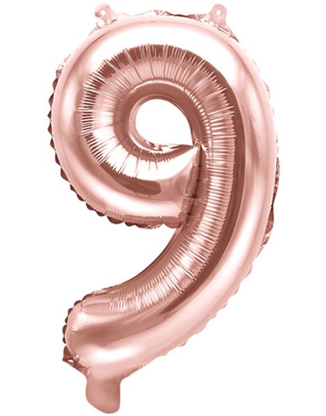 Tallet 9 - Rose Gullfarget 35 cm Folieballong