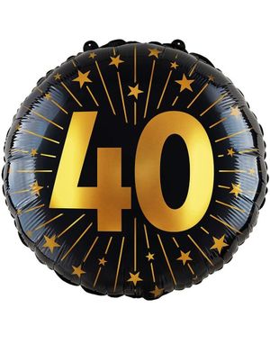 40-års Feiring - Svart og Gull Folieballong 46 cm