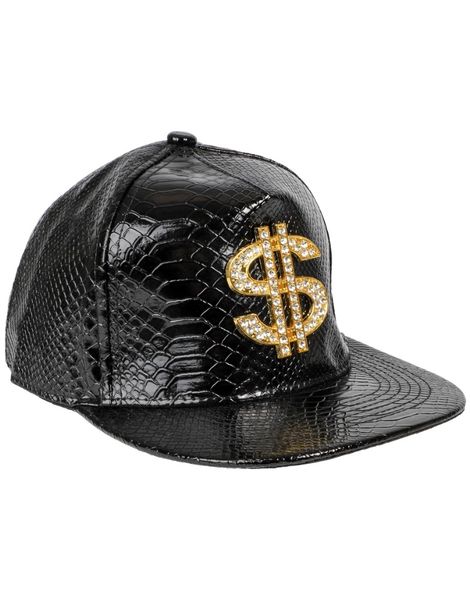 Svart Caps med Dollartegn og Reptilmønster
