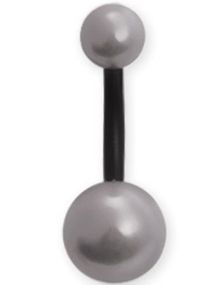 Svart Navlepiercing med Grå Perler