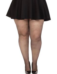Svart spandex mikronetting strømpebukse – Plus Size