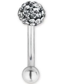 Glitter Ball Grå - 1.2 x 8 mm Øyenbrynspiercing