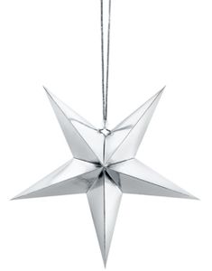 Sølvfarget Metallisk Papirstjerne 30 cm
