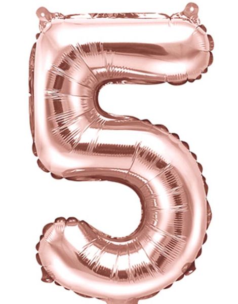 Tallet 5 - Rose Gullfarget 35 cm Folieballong