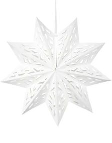 Hengende Stor Hvit Papir Stjerne 50 cm - Juledekorasjon