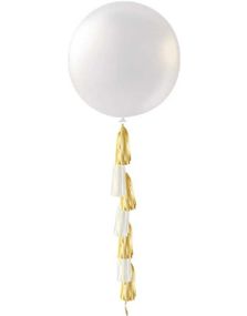 91 cm - Perlehvit Ballong med Ballonghale