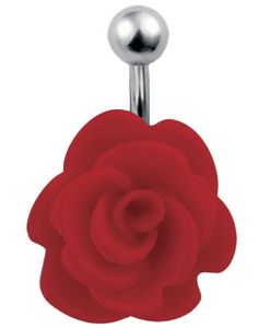 Navlepiercing med Utformet Rød Rose