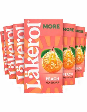 16 stk Läkerol More Peach No Sugar - Sukkerfrie Pastiller med Ferskensmak - Hel Eske 480 gram