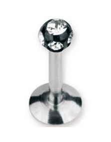 Diamond Ball Labret - Svart/Klar