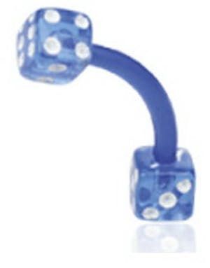 Banan Øyenbrynspiercing i Blå med Terninger 1.2 x 8 mm