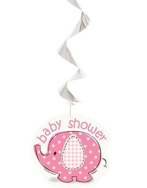 3 stk Hengende Dekorasjoner 65 cm - Babyshower Pink Elephant