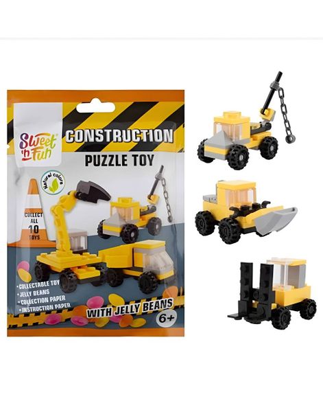 Construction Puzzle Toy Candy - Jelly Beans og Assortert Anleggsbil Lekefigur