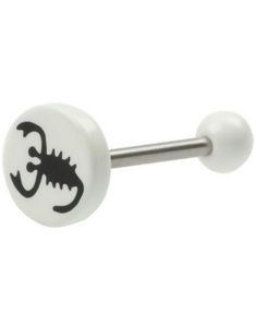 Tungepiercing med Hvite Kuler & Skorpion