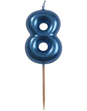 Tallet 8 - Metallisk Blått Kakelys - Liten 5 cm