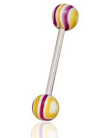Stripete Gul/Rosa/Hvit Tungepiercing