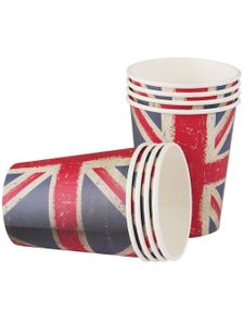 8 stk Pappkrus Vintage Union Jack - 266 ml