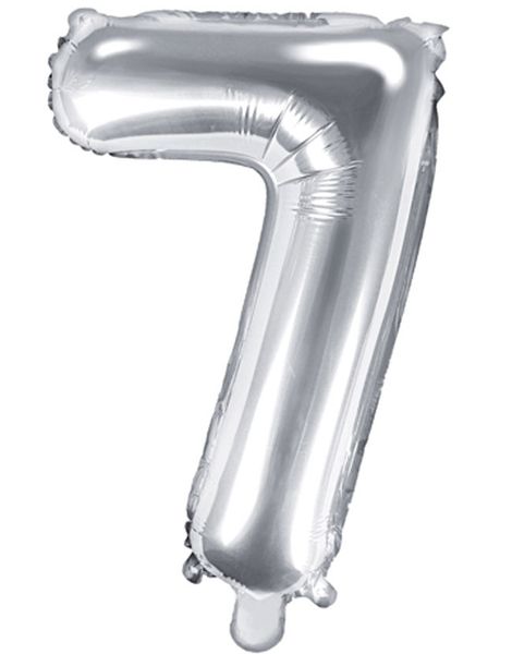 Tallet 7 - Sølvfarget 35 cm Folieballong